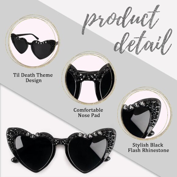 ?Women Black Party Sunglasses Stylish Shiny Diamond Pearl Sunglasses Gift main image 4